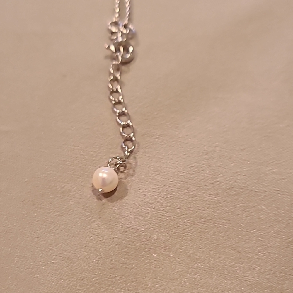 Pearl love knot adjustable sterling silver necklace - Picture 4 of 5